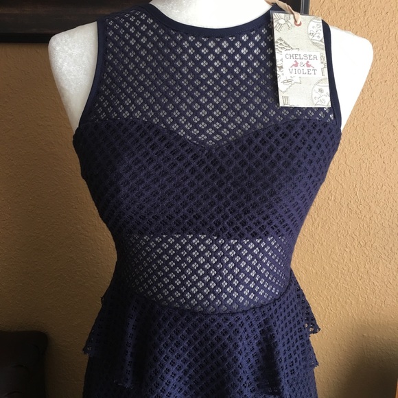 New Chelsea & Violet XS Navy Blue Midi Dress - Picture 6 of 8